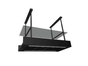Czarny okap wyspowy Ciarko Design minimalistyczny.