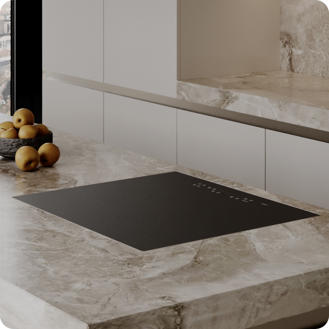 Flush with the countertop